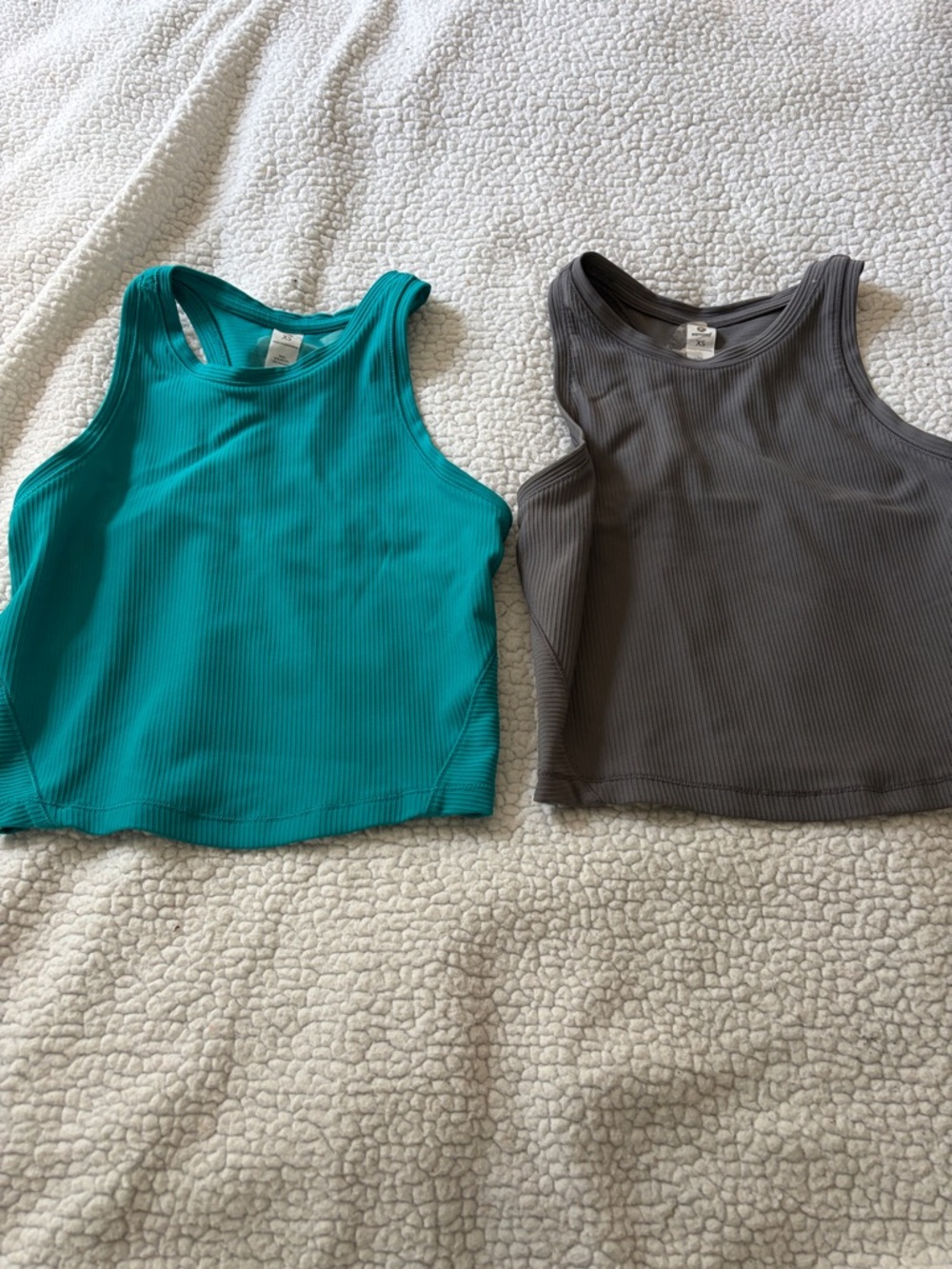 2 90 degrees Ribbed Tank Tops - Teal & Charcoal.